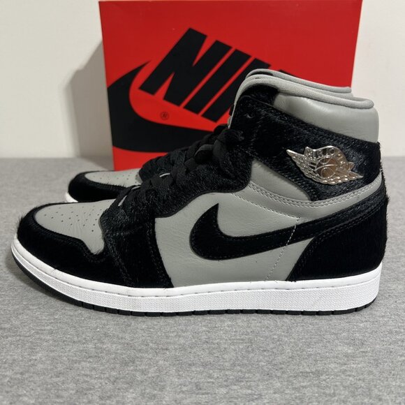 Nike Air Jordan 1 Retro High OG Shoes Black Grey Bovine Fur‎ Mens 10.5 Womens 12 main image 12